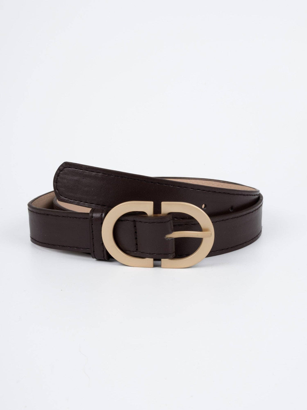 Paris - Leather Belt - Gold / Coffee