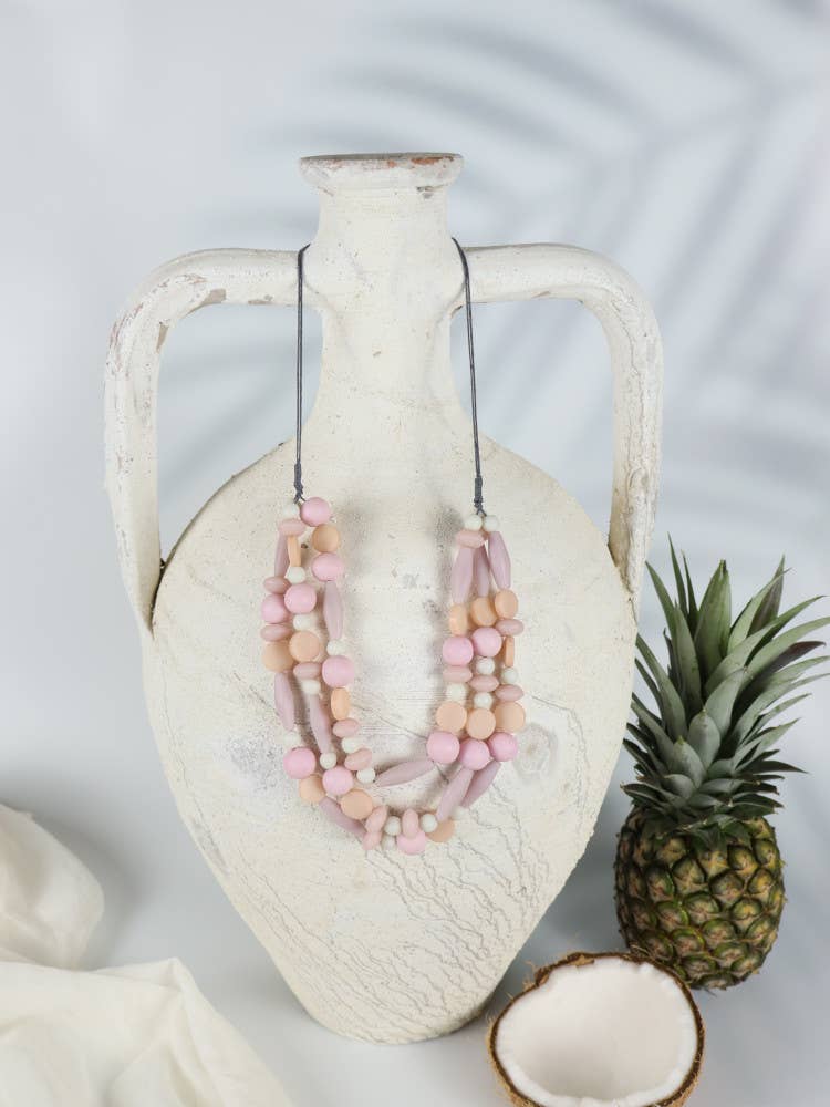 Resin Bead Necklace - Pahoa - Pink