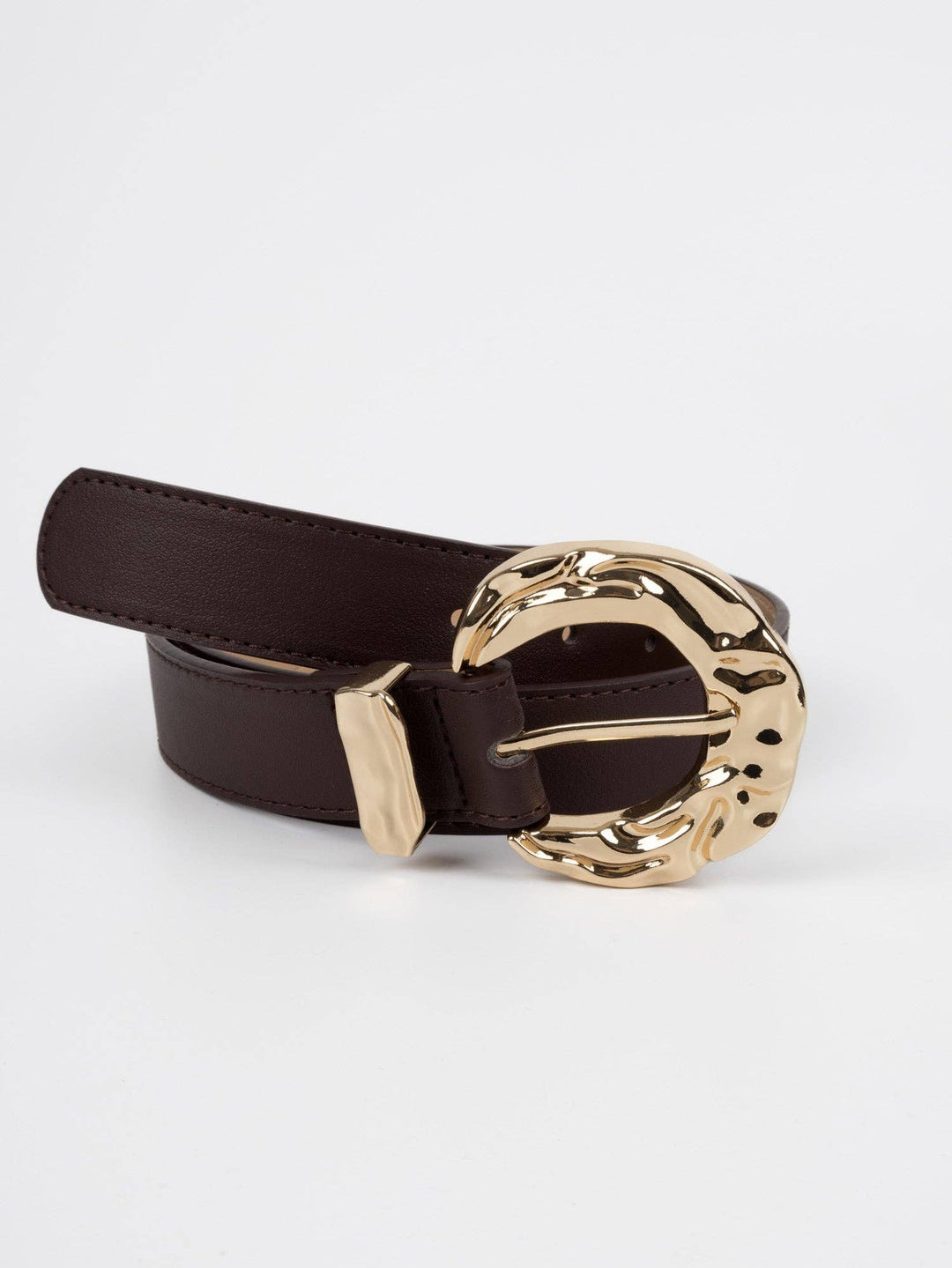 Puteaux - Leather Belt - Gold / Coffee
