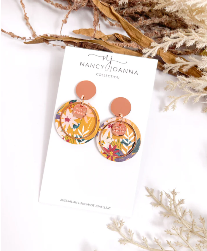 Mustard Floral Garden Round Drops