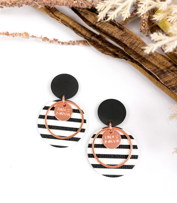 MINI B&W Striped Round Drops