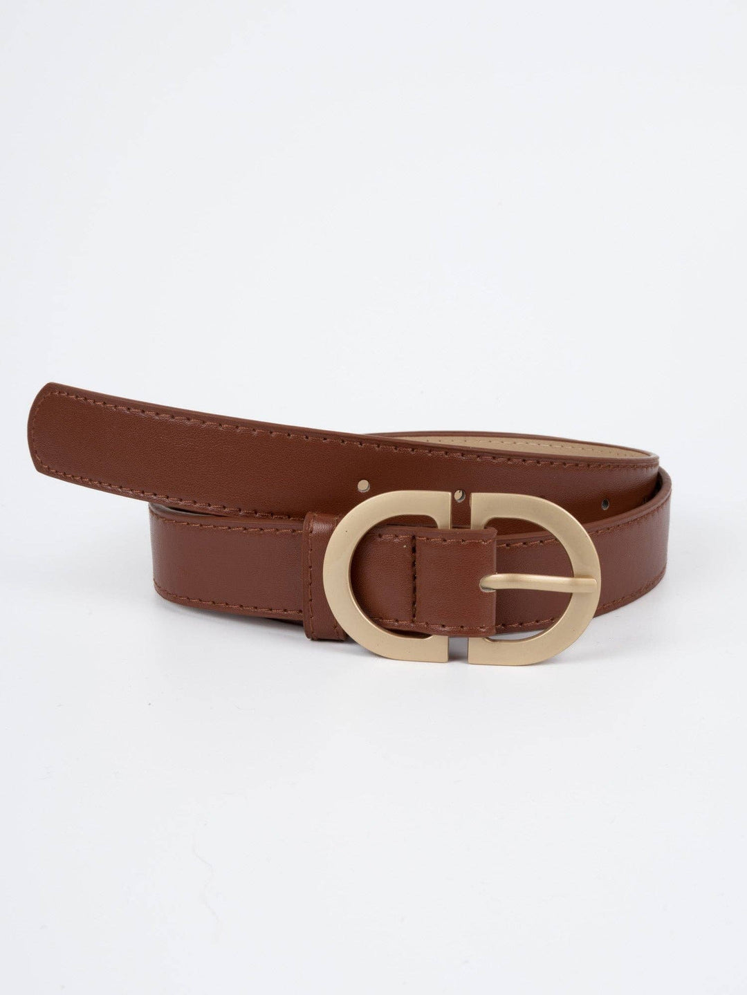 Paris - Leather Belt - Gold / Brown