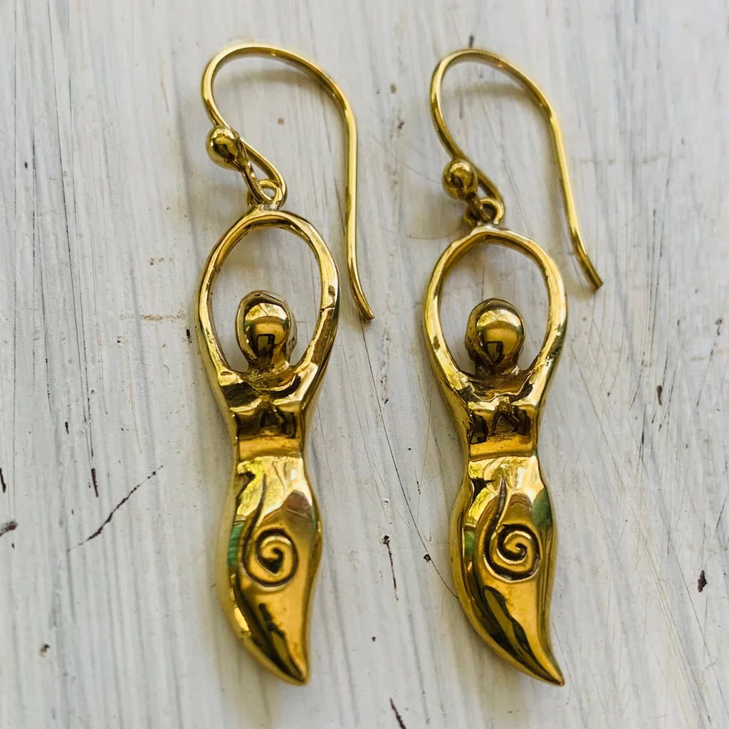 Goddess brass earrings