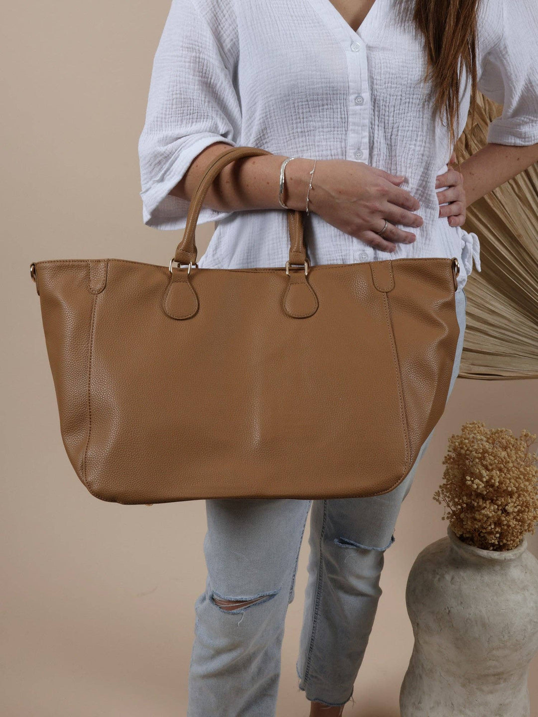 Los Angeles Oversized Tote Bag - Beige