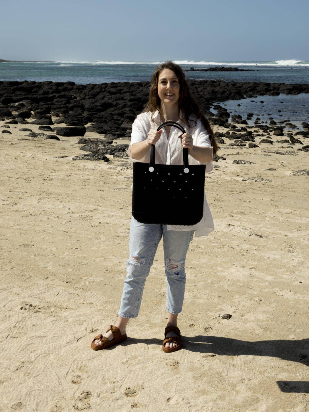 Aloha Vegan Tote Bag - Black - Medium