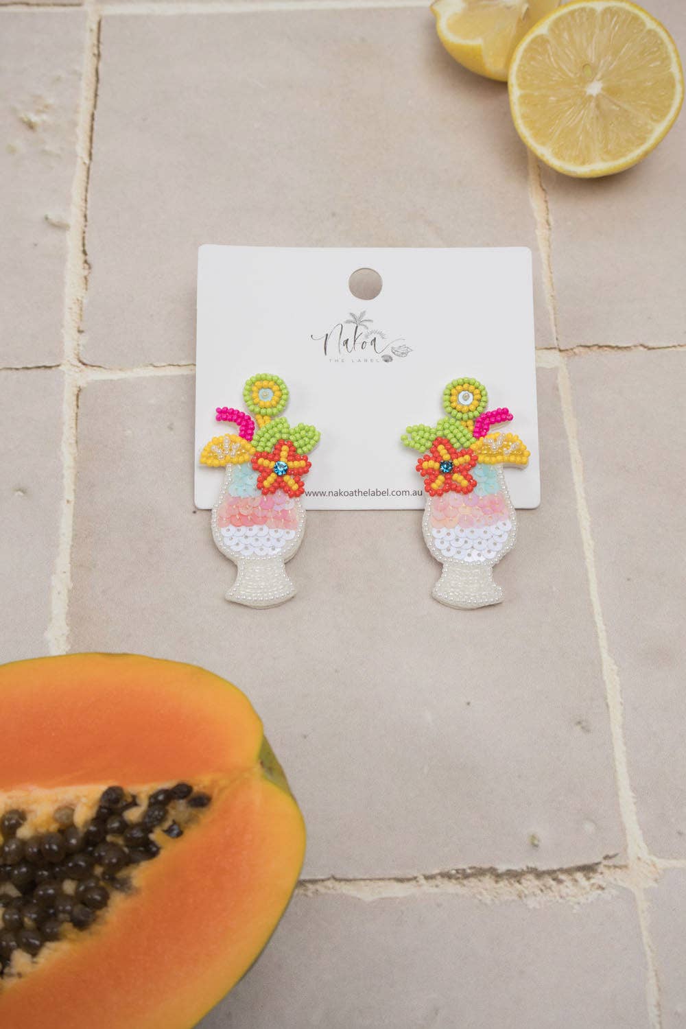 Cocktail Beaded Earrings - Pina Colada