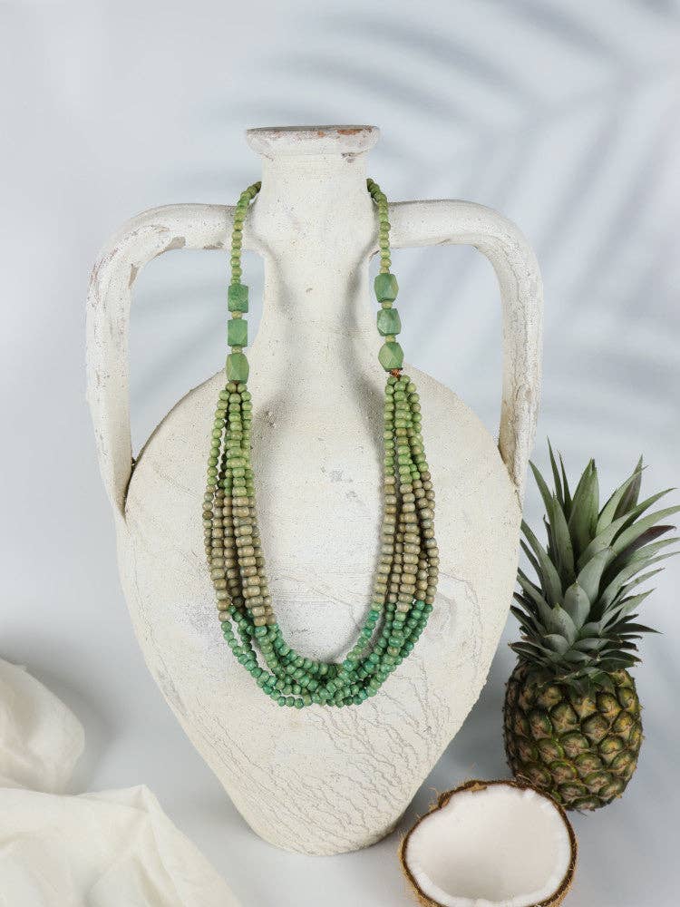 Timber Bead Necklace - Kahului - Pistachio