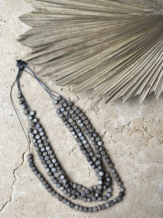 Timber Bead Necklace - Kailua - Grey