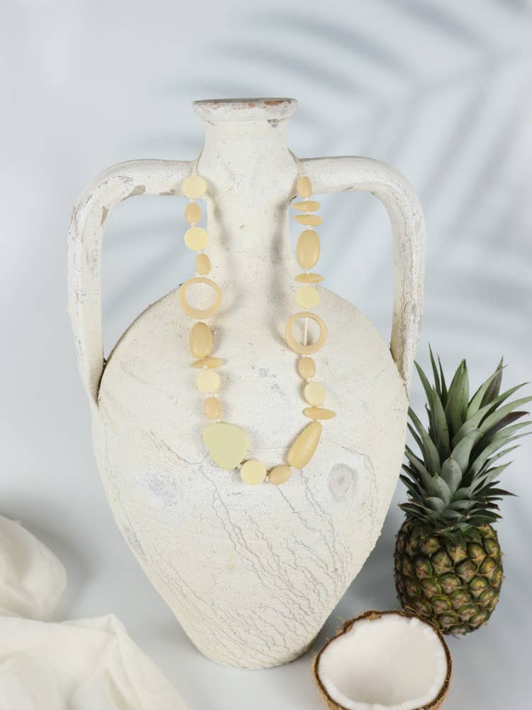 Resin Bead Necklace - Kihei - Ivory