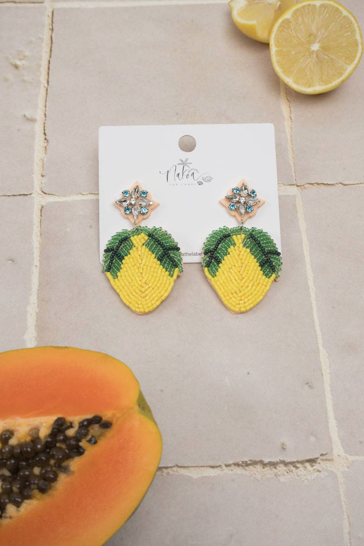 Lemon Beaded Earrings