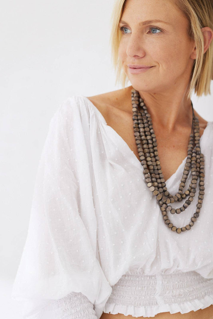 Timber Bead Necklace - Kailua - Grey