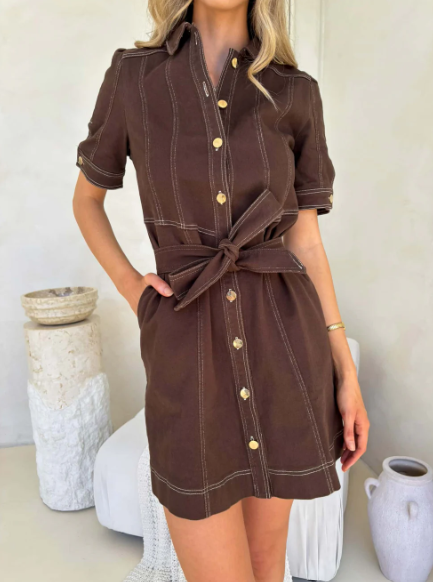 Alba Denim Dress | Chocolate