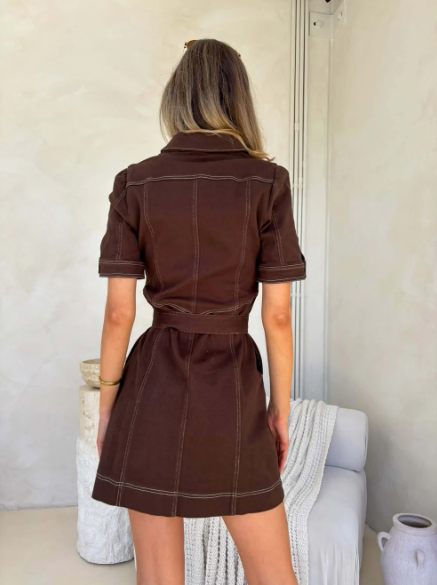 Alba Denim Dress | Chocolate