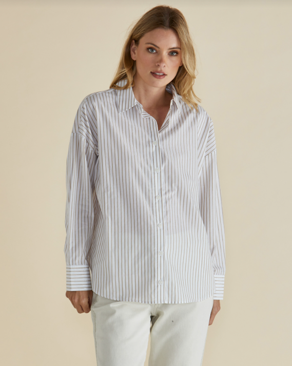 Artemis Shirt - Beige Lurex Stripe