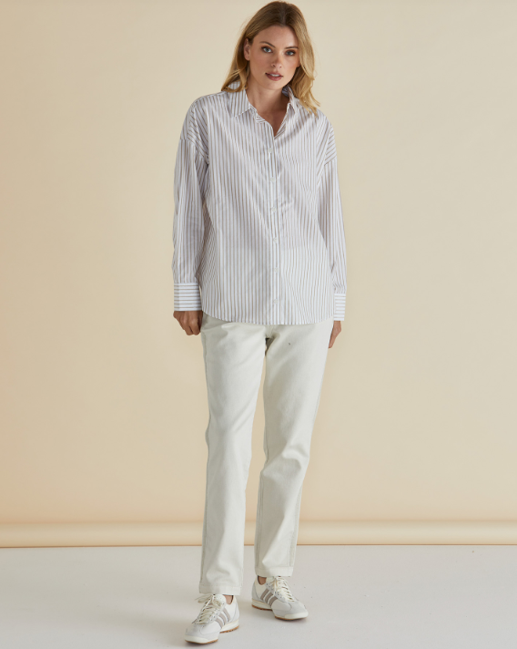 Artemis Shirt - Beige Lurex Stripe