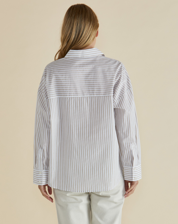 Artemis Shirt - Beige Lurex Stripe