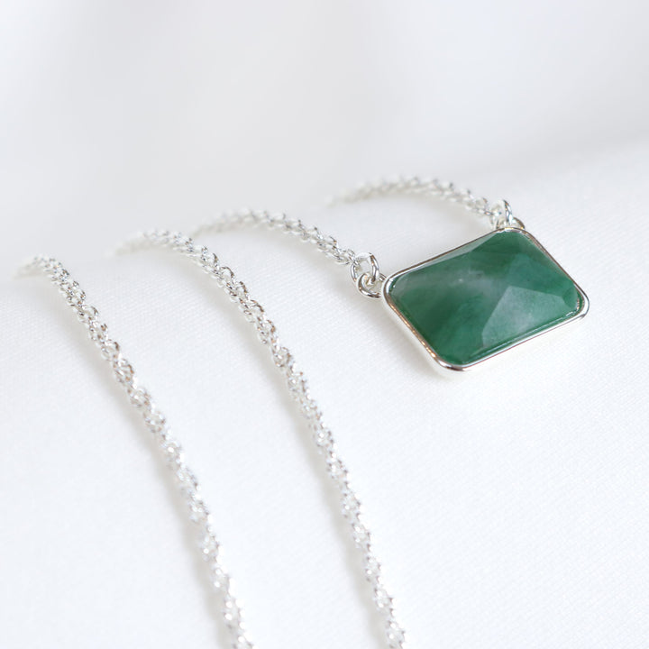 Asteria Necklace | Recycled Sterling Silver Plated with African Jade