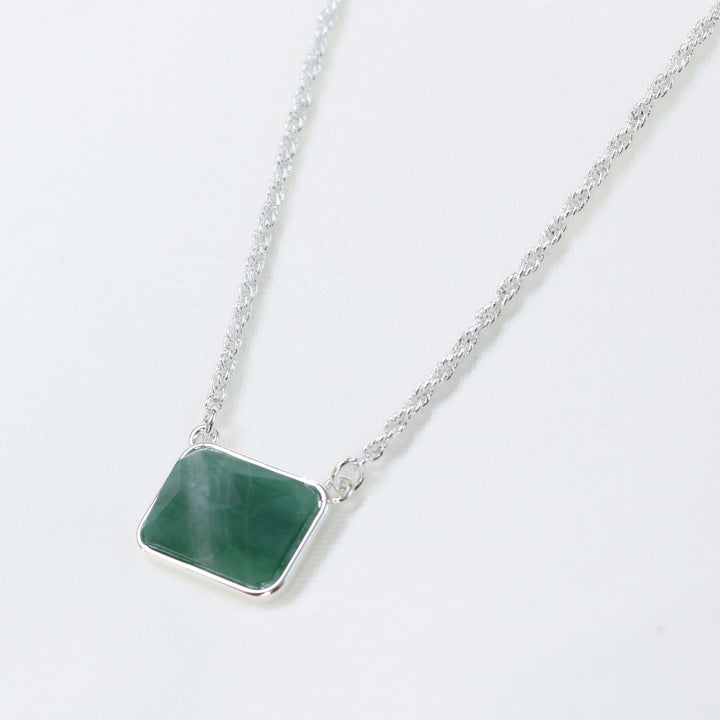 Asteria Necklace | Recycled Sterling Silver Plated with African Jade