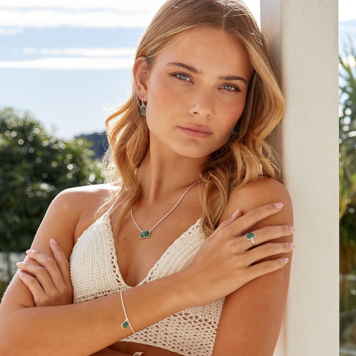Asteria Necklace | Recycled Sterling Silver Plated with African Jade