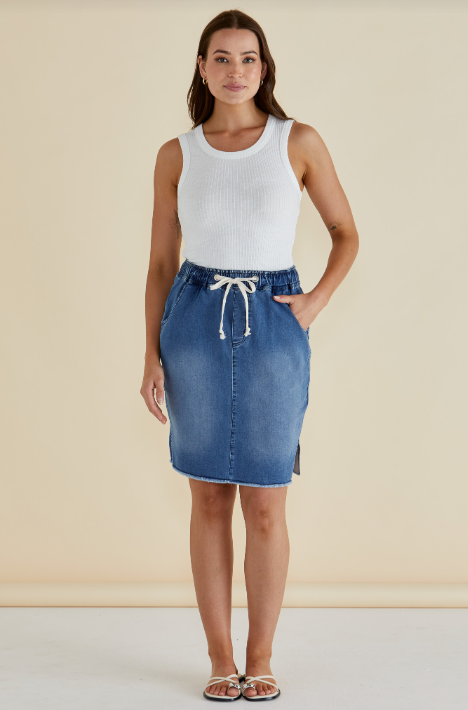Augie Denim Skirt | Denim Blue