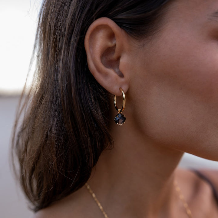Aura Earrings | Gold with Herkimer Quartz