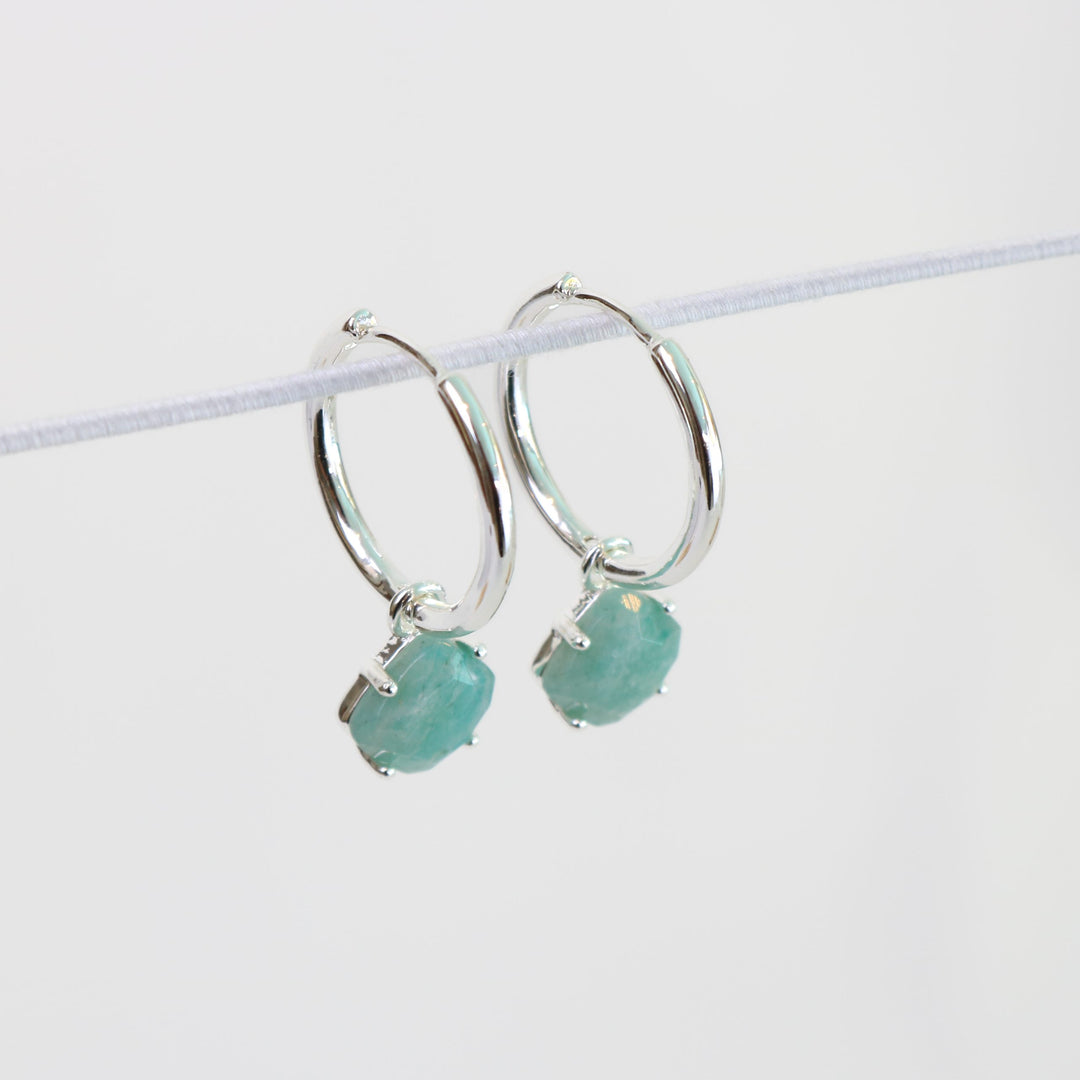 Aura Earrings | Silver with Green Line Jasper