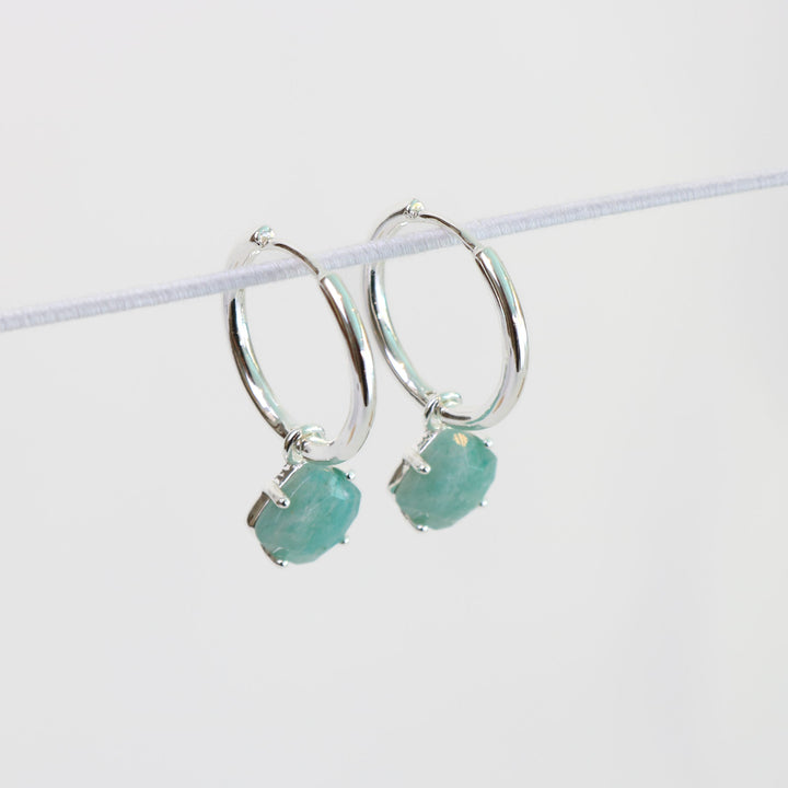 Aura Earrings | Silver with Green Line Jasper