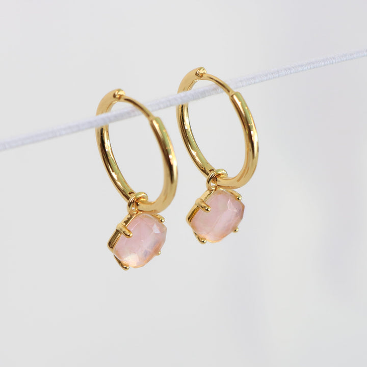 Aura Earrings | Gold with Rose Quartz
