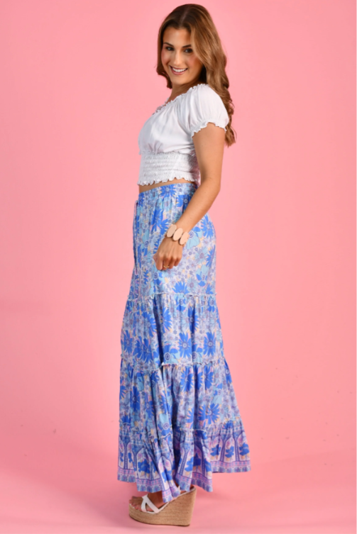Lover Skirt | Boho Daisy Blue