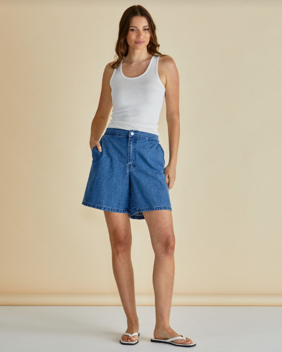 Breeze Relaxed Denim Shorts | Dark Blue