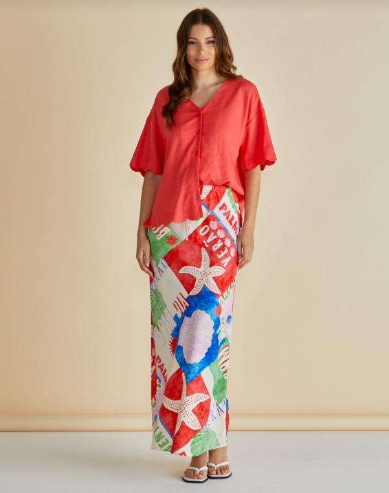 Brooke Bias Skirt | Seashell Print