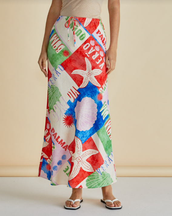 Brooke Bias Skirt | Seashell Print