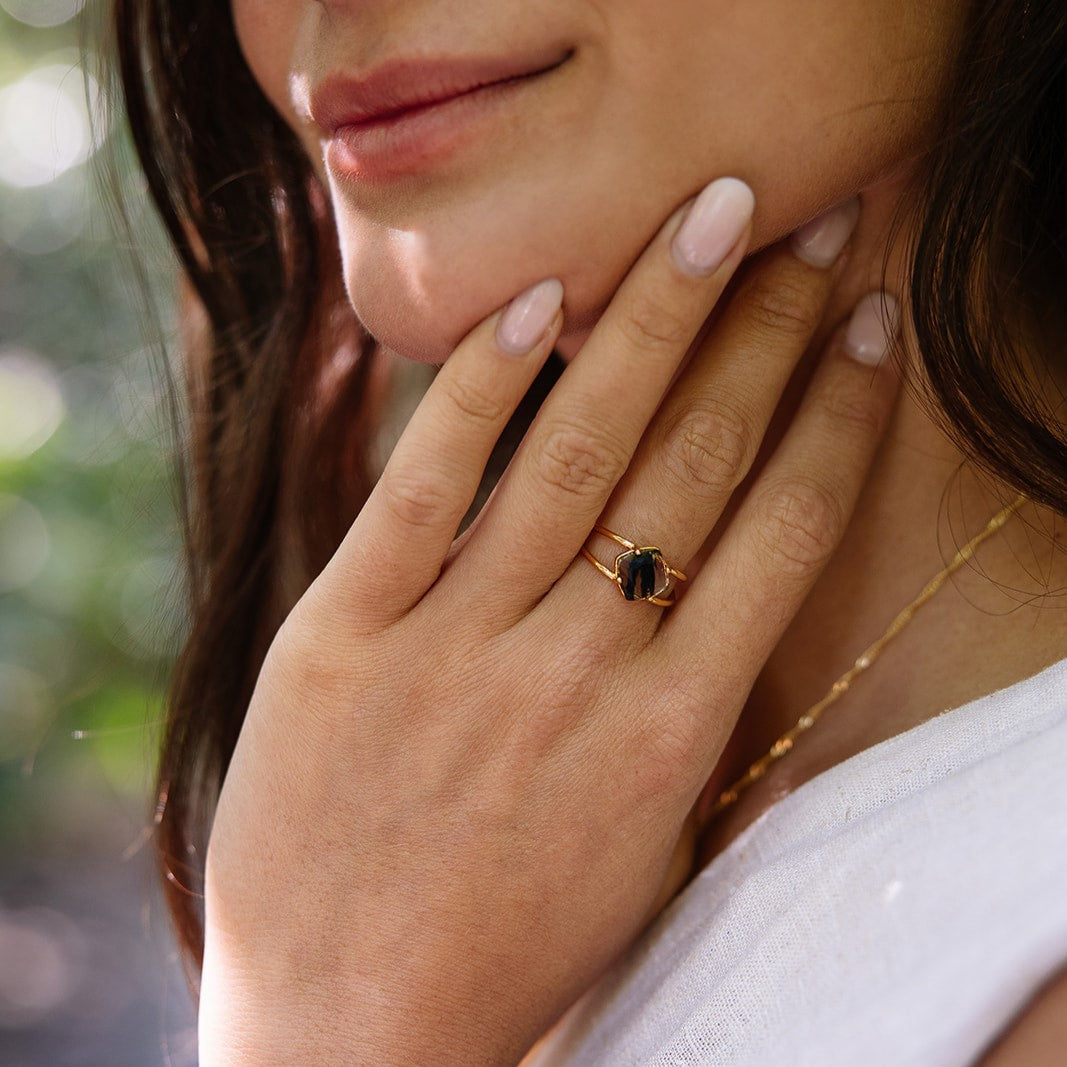 Aura Calming Ring | Herkimer Quartz