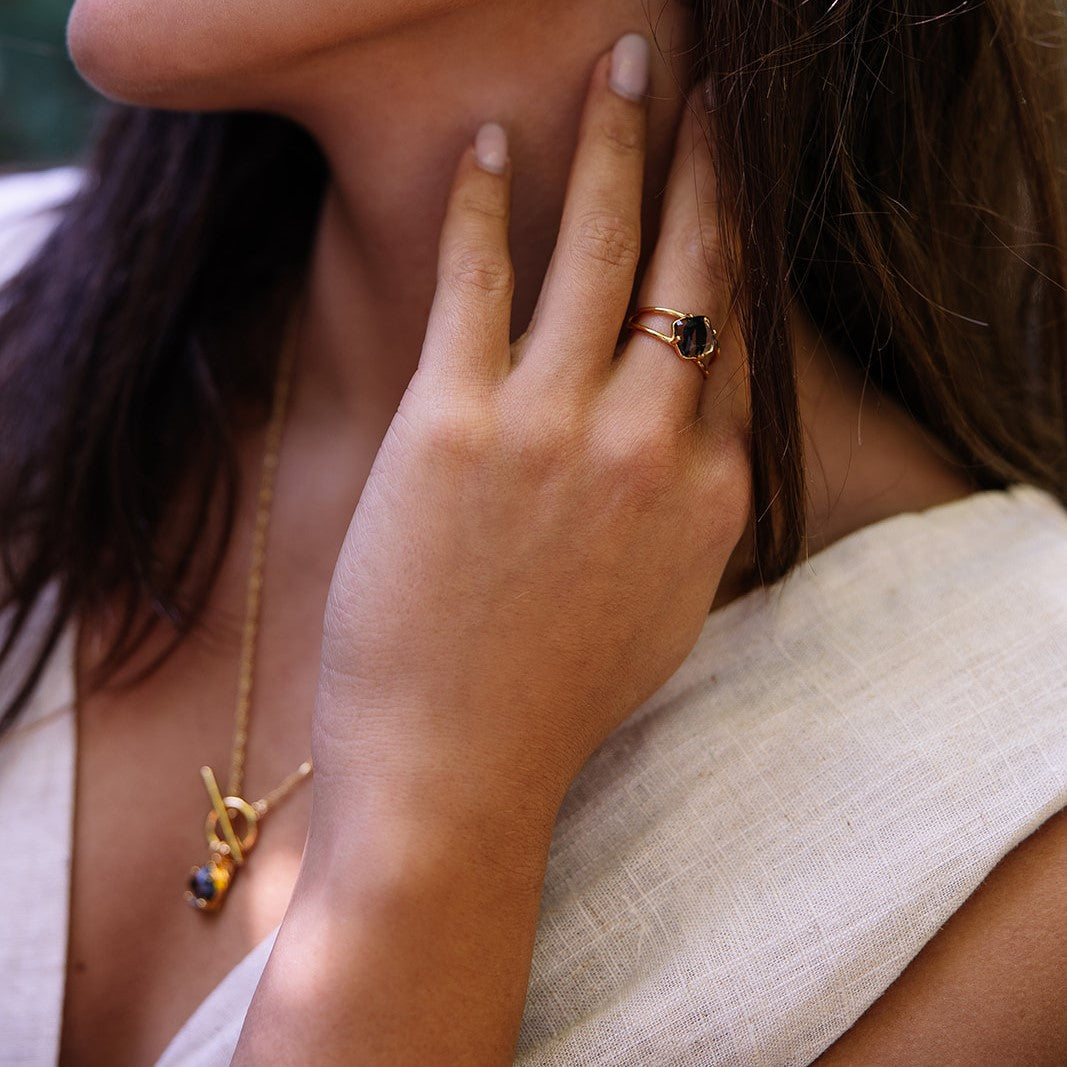 Aura Calming Ring | Herkimer Quartz