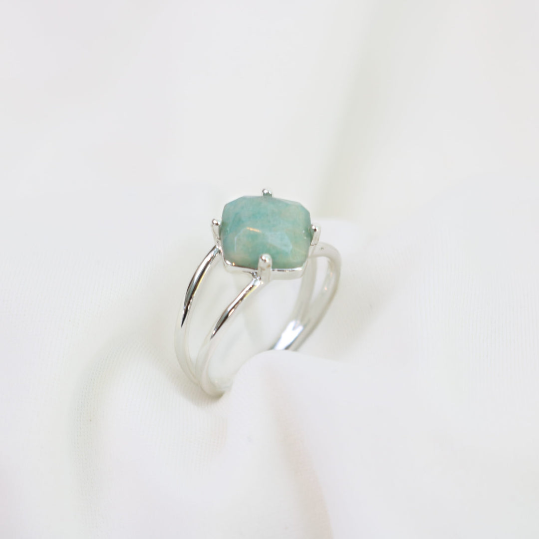 Calming Ring | Silver with Green Line Jasper