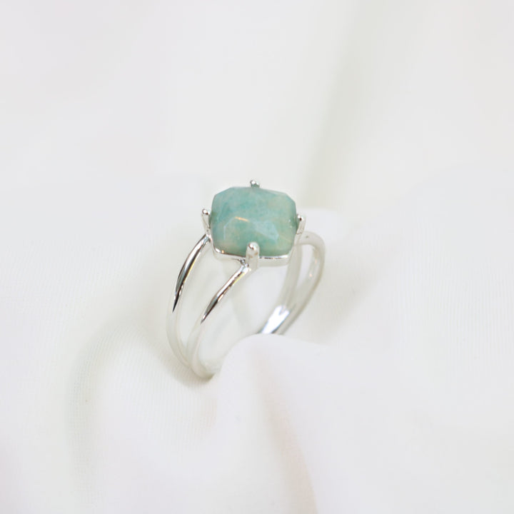 Calming Ring | Silver with Green Line Jasper