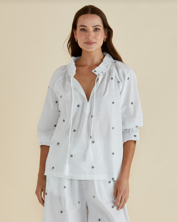 Charli Blouse | Back Floral Print