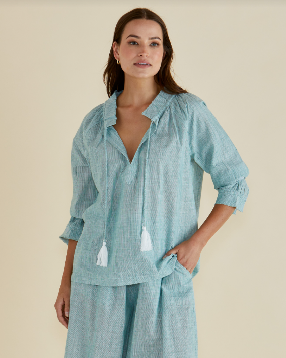 Charli Blouse | Green Stripe