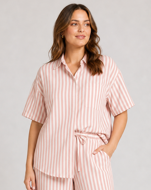 Clementine Shirt | Rosewood Stripe