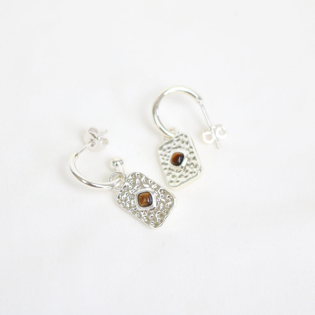 Courage Earrings | Sterling Silver with Tigers Eye