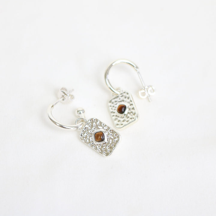 Courage Earrings | Sterling Silver with Tigers Eye