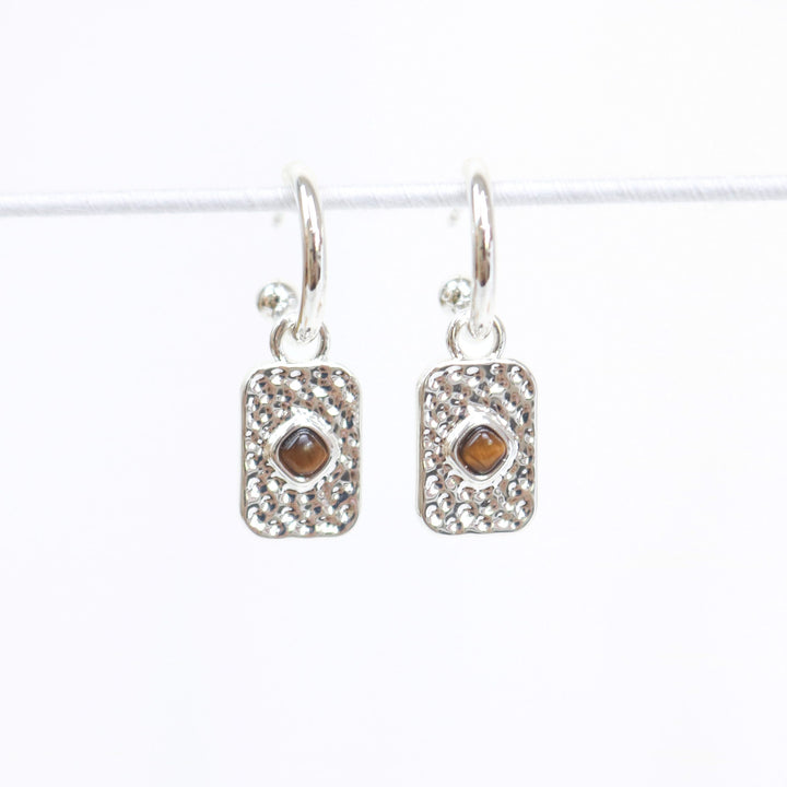 Courage Earrings | Sterling Silver with Tigers Eye