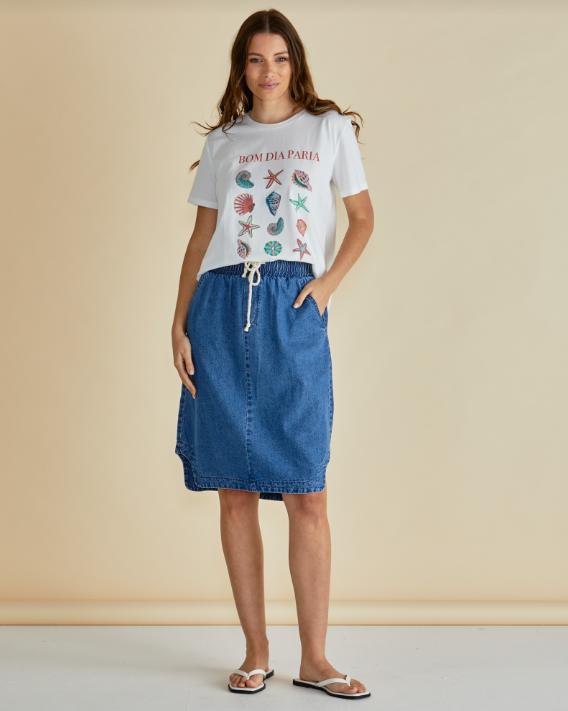 Ellia Crew Tee | Bom Dia Paria Print