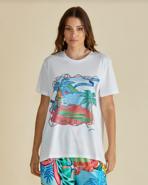 Ellia Crew Tee | Summer Vibes Print