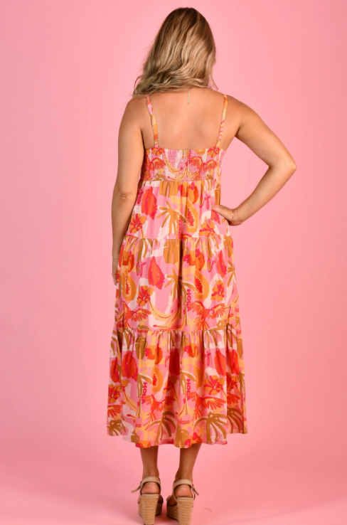 Ellie Midi Dress | Paraiso Pink