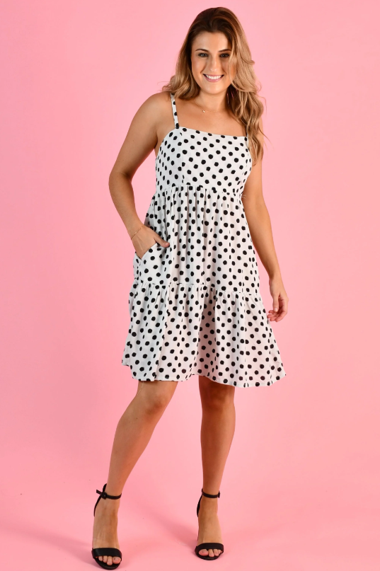 Ellie Dress | Polka Dot Black & Cream