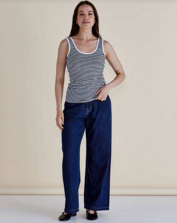 Emma Scoop Tank | Navy Stripe