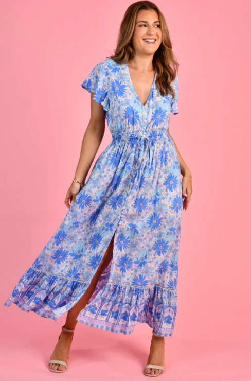 Gigi Maxi Dress | Boho Daisy Blue