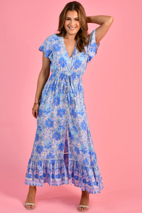 Gigi Maxi Dress | Boho Daisy Blue