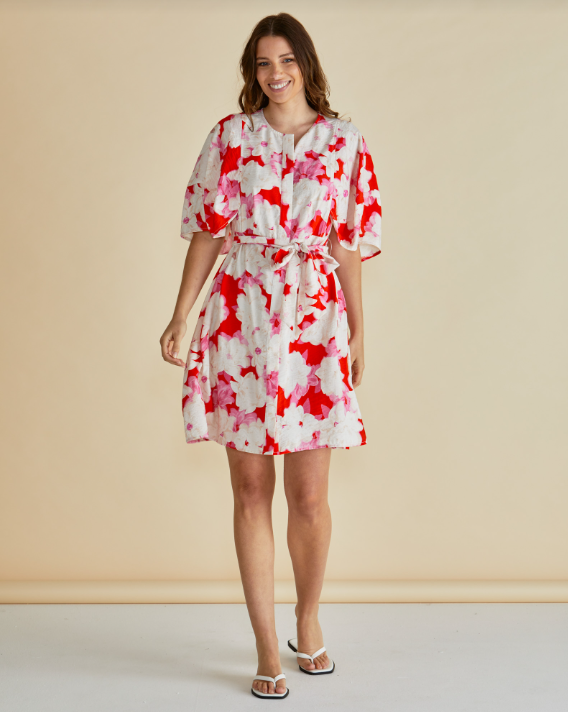 Gwenda Dress | Red Floral Print